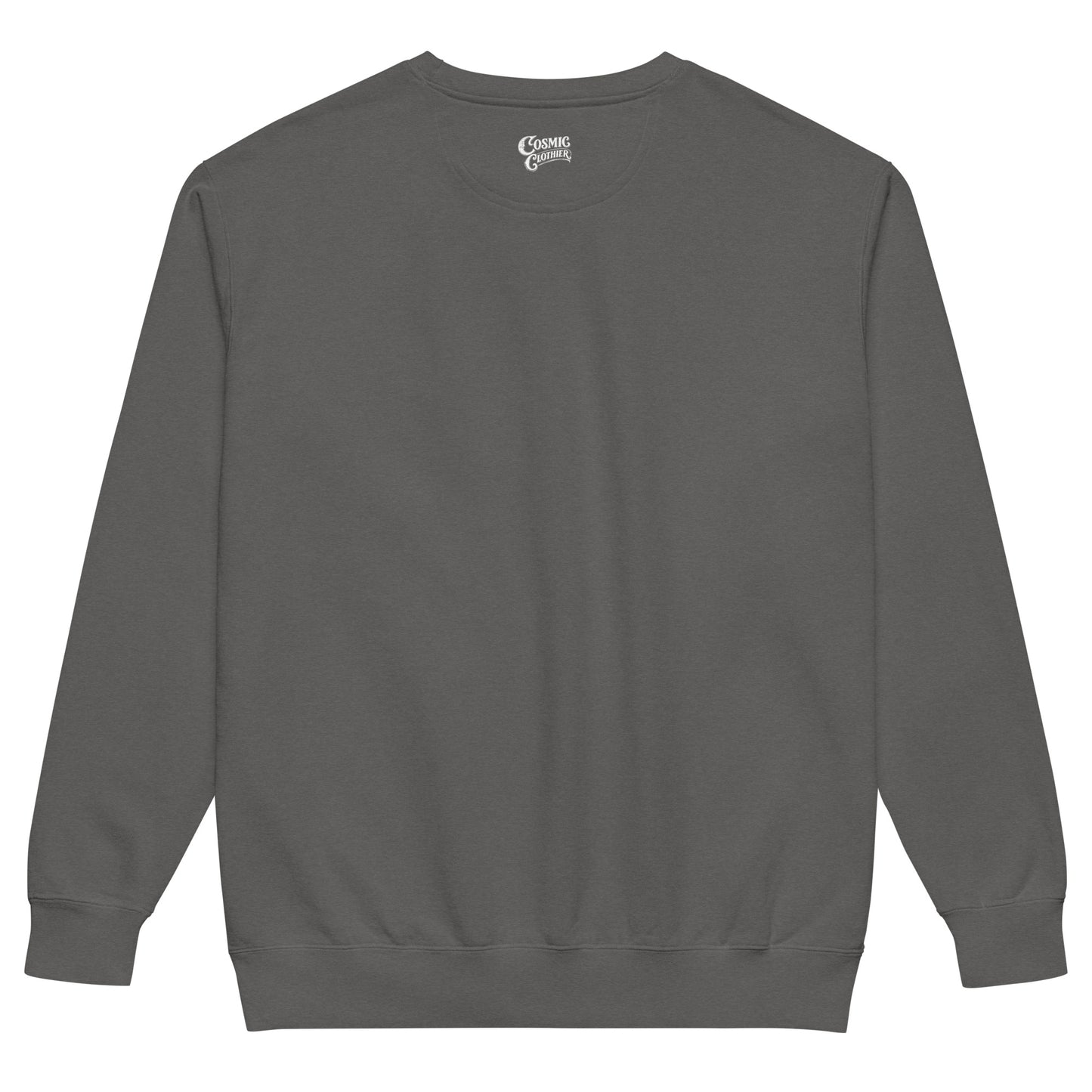 The Haunted Bookstore — pepper garment-dyed sweatshirt, back view