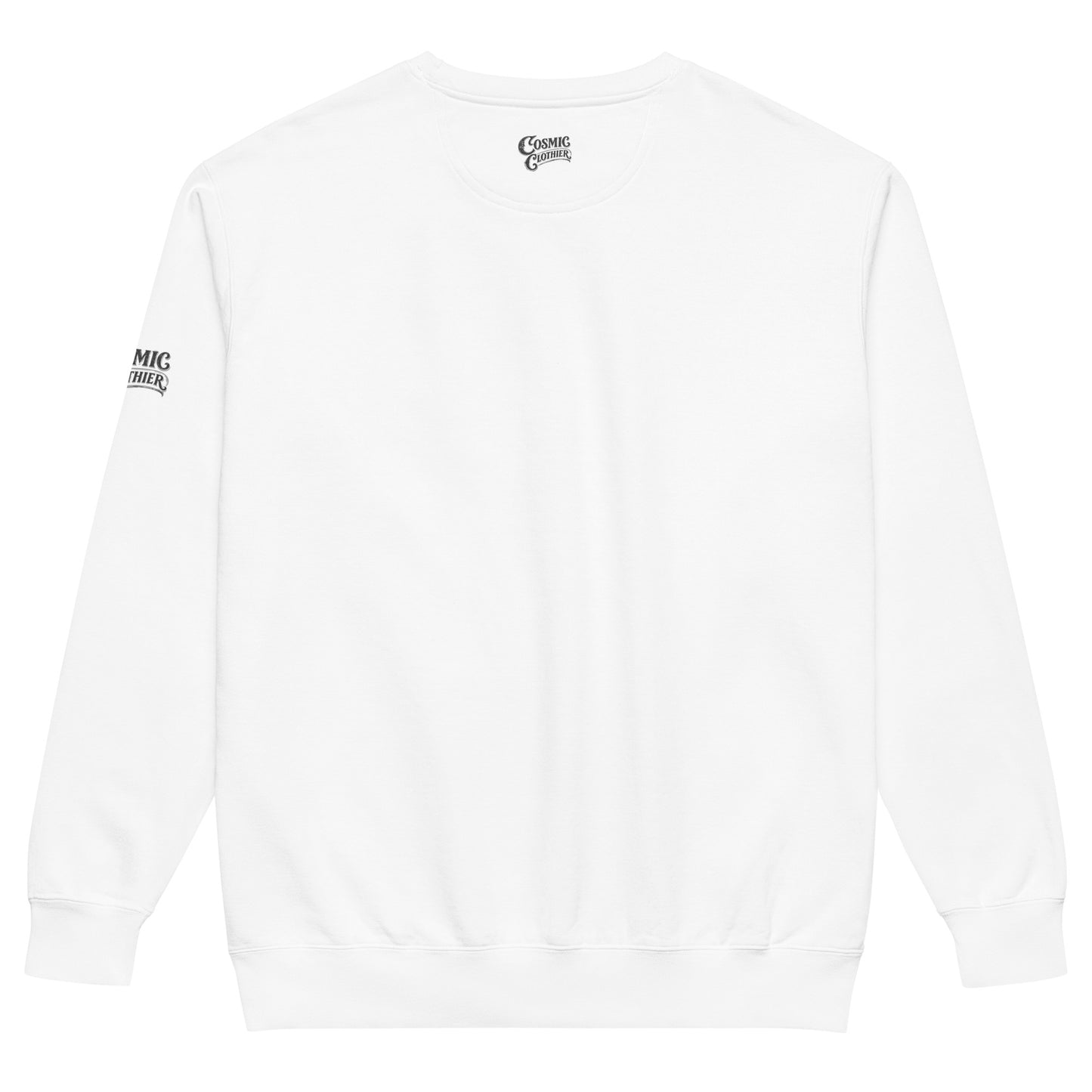 Feelin Witchy — white garment-dyed sweatshirt, back view