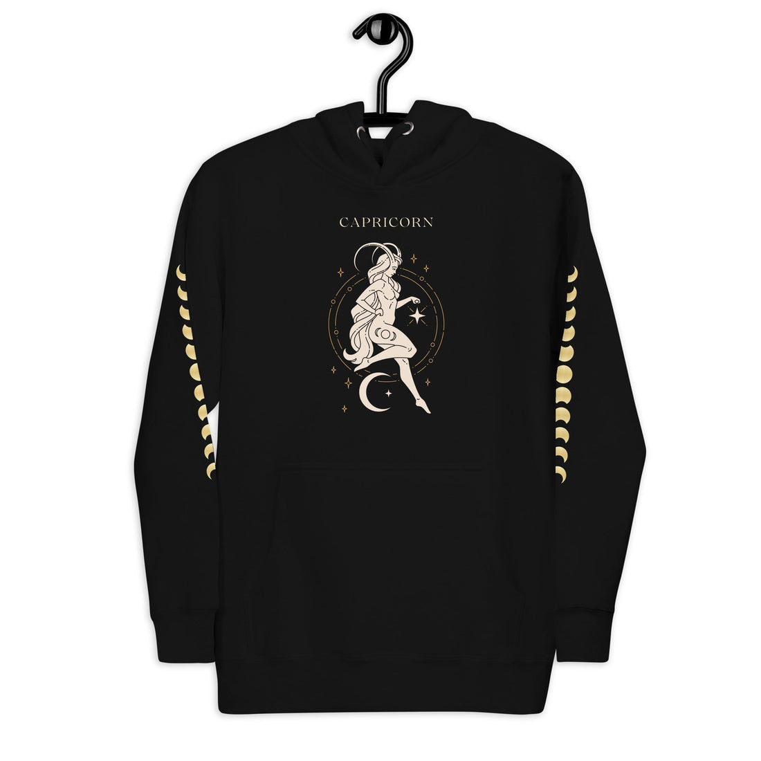 Capricorn Moon Phase Sleeve Hoodie from Cosmic Clothier
