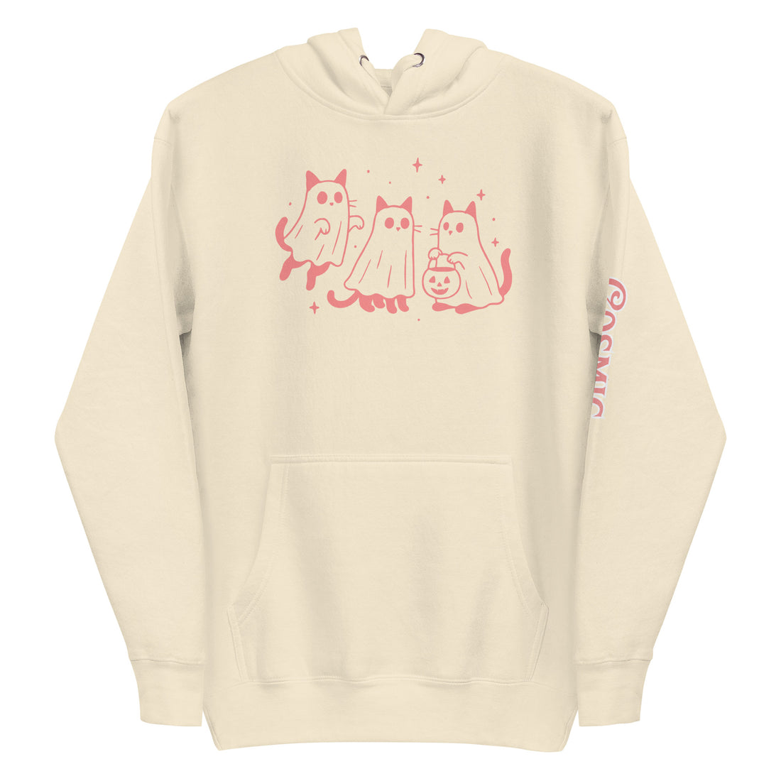 Trick or Cat Treats — bone premium pullover hoodie, front view