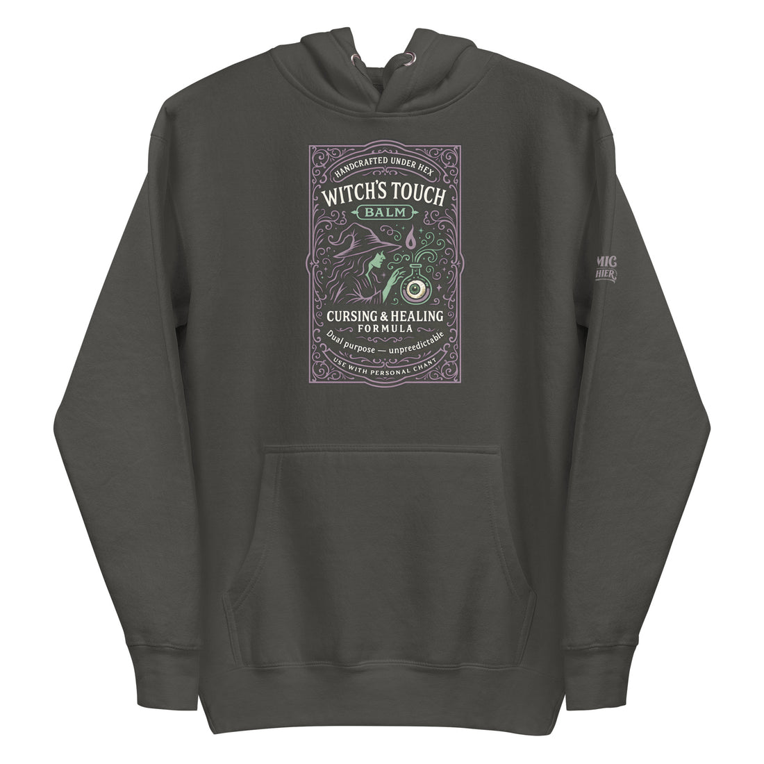 Witches Touch Balm — vintage black premium pullover hoodie, front view