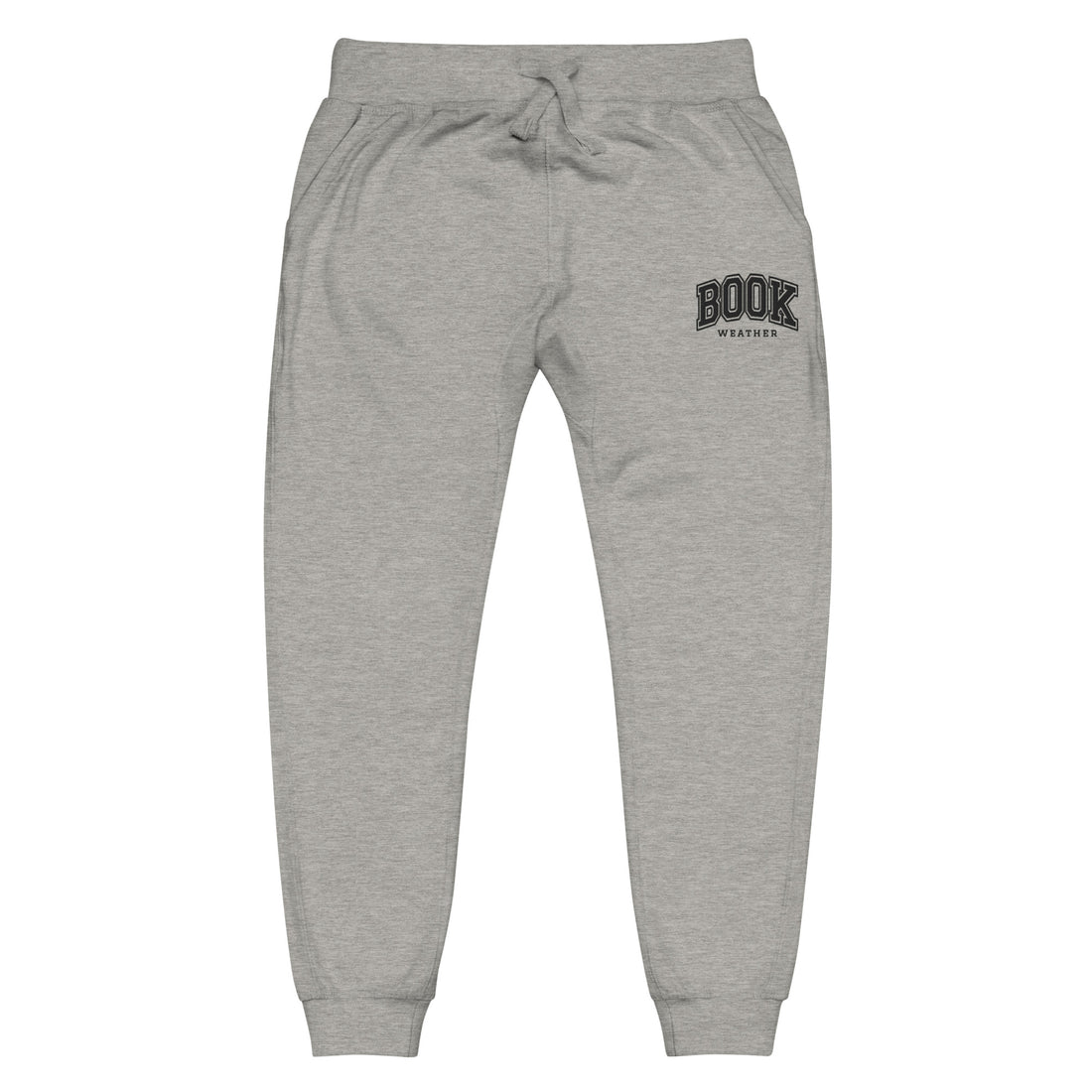 Book Weather — carbon grey fleece sweatpants, front view
