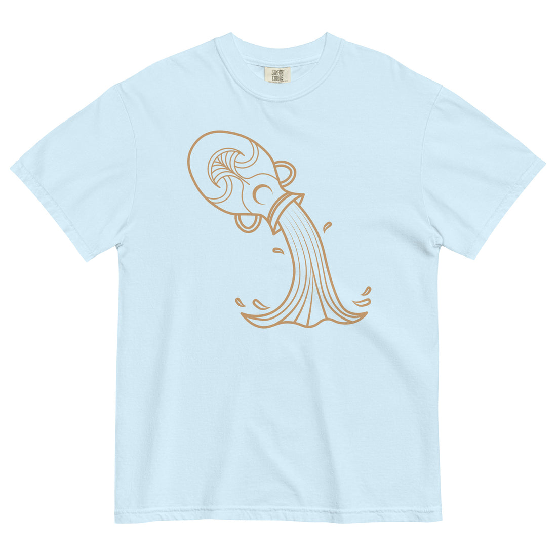 Gold Water Bearer — chambray garment-dyed heavyweight tee, front view