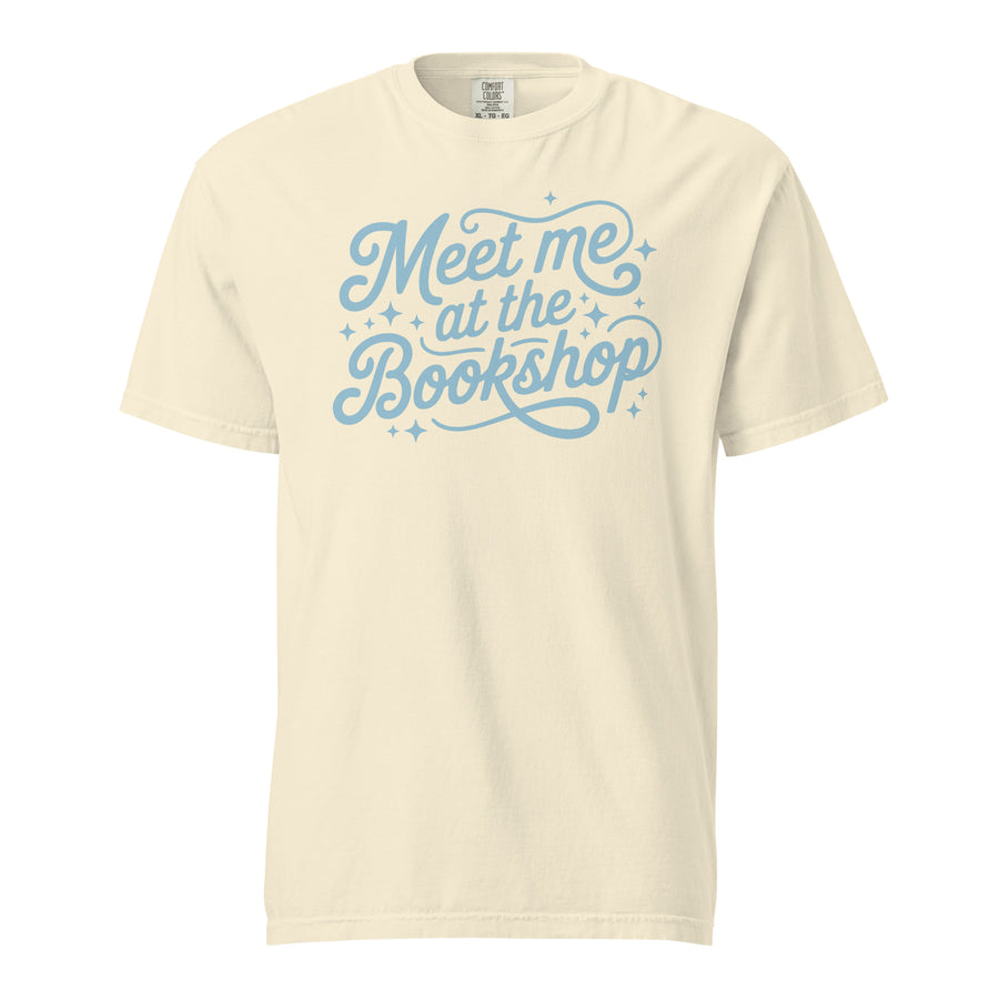 Meet Me at the Bookshop — ivory garment-dyed heavyweight tee, front view