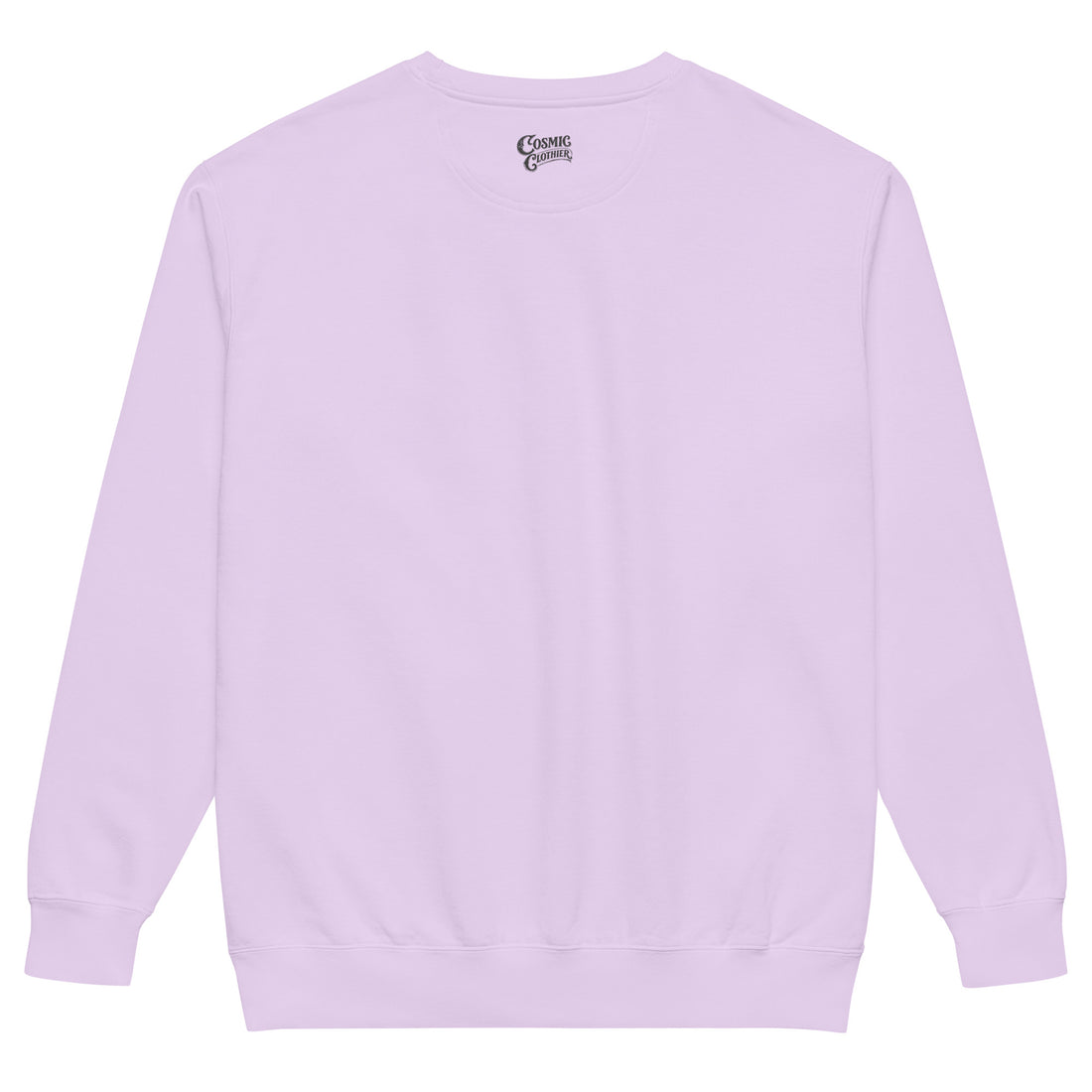 Stay Weird — orchid garment-dyed sweatshirt, back view