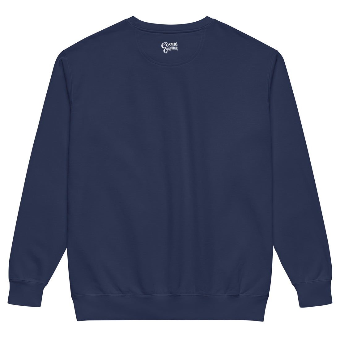 The Haunted Bookstore — true navy garment-dyed sweatshirt, back view