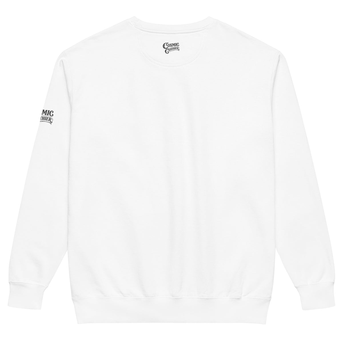 Feelin Witchy — white garment-dyed sweatshirt, back view