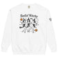 Feelin Witchy — white garment-dyed sweatshirt, front view