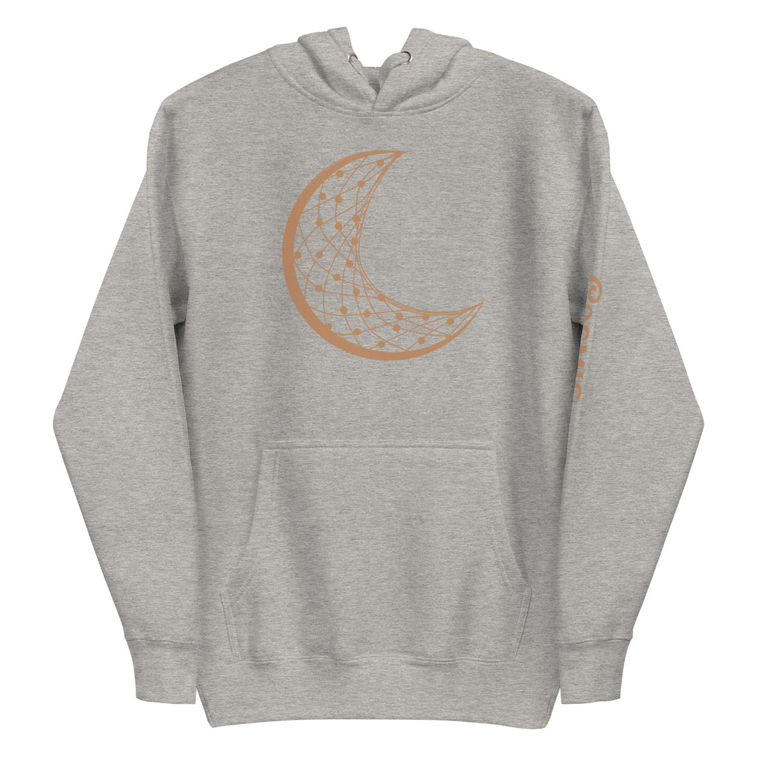 Mooncatcher — carbon grey pullover hoodie, front view