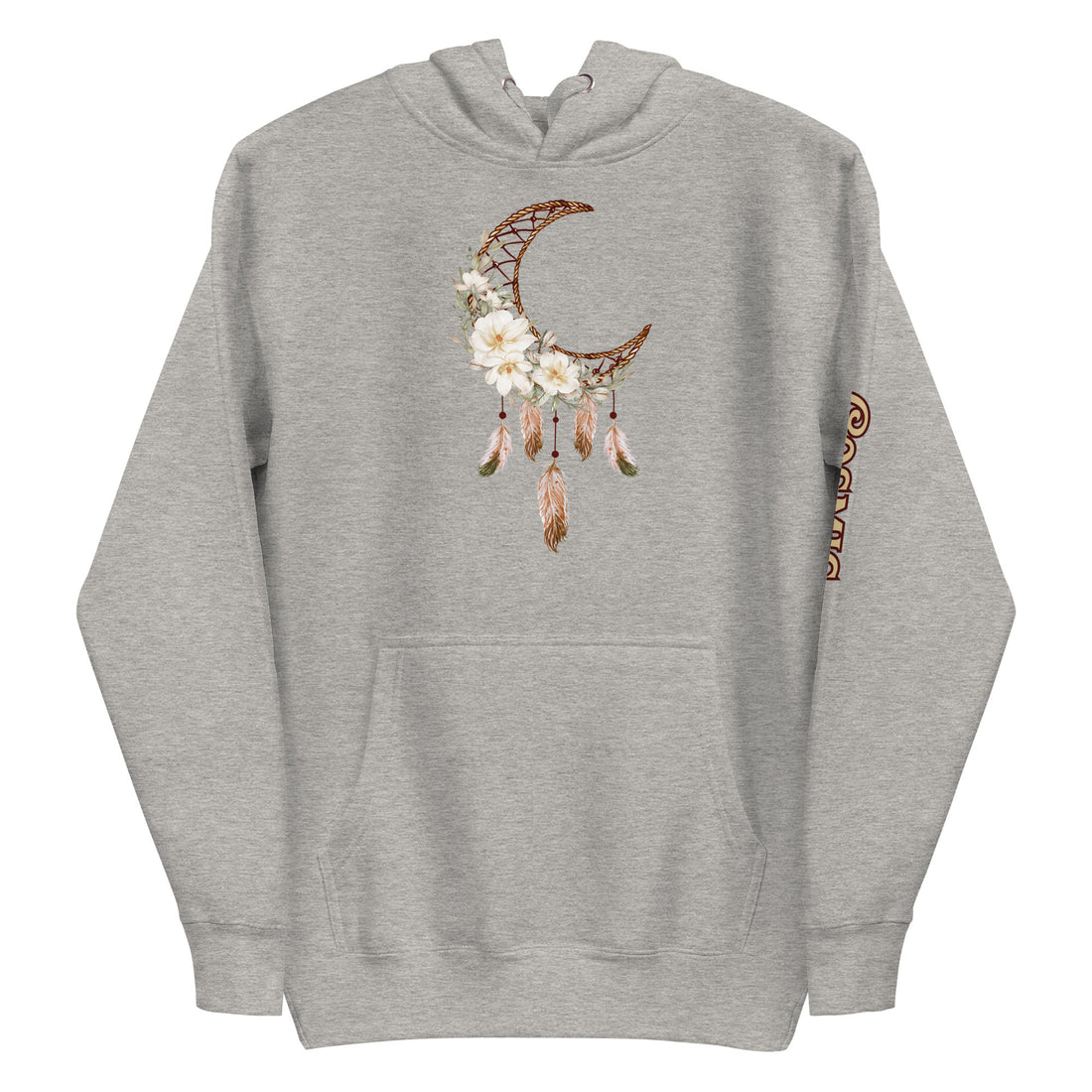 Desert Dreamcatcher — carbon grey pullover hoodie, front view