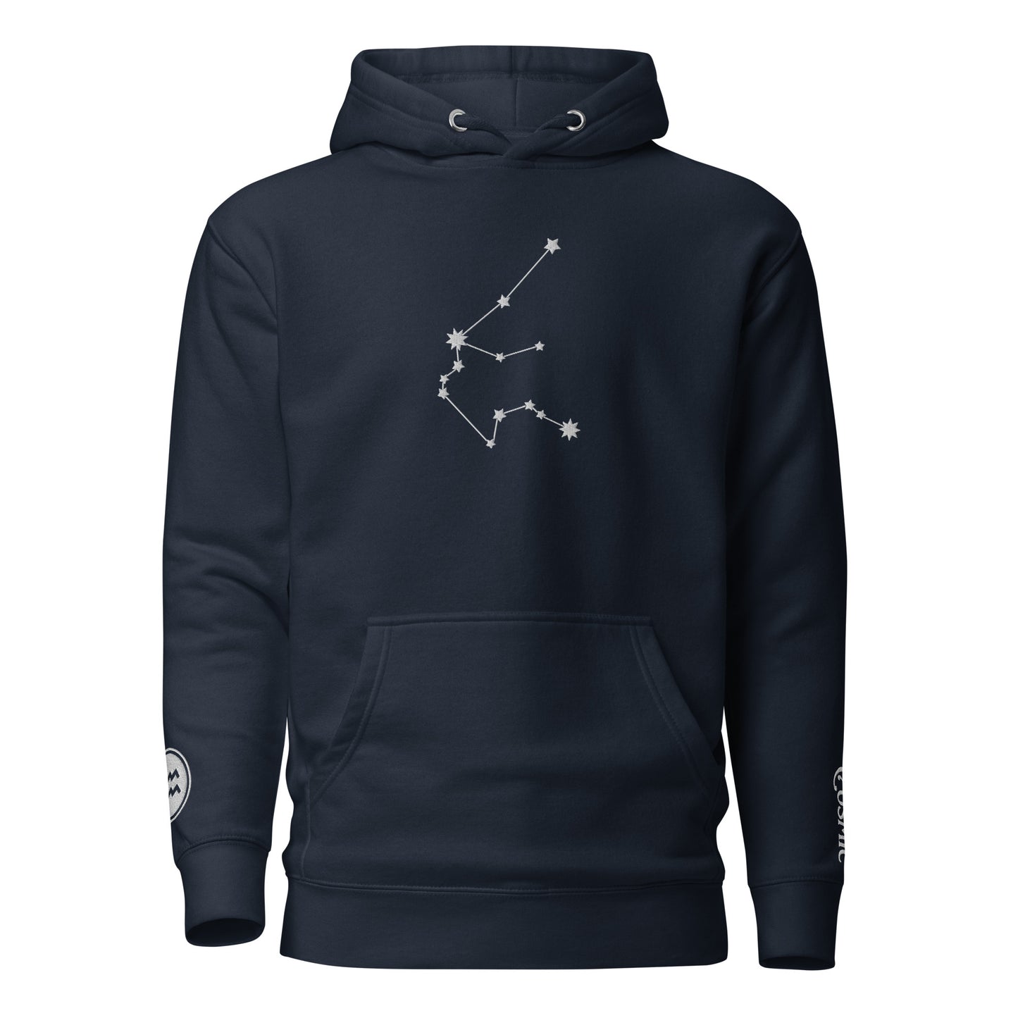 Aquarius Constellation Hoodie (Embroidered CosmicMoon icon front) Hoodie