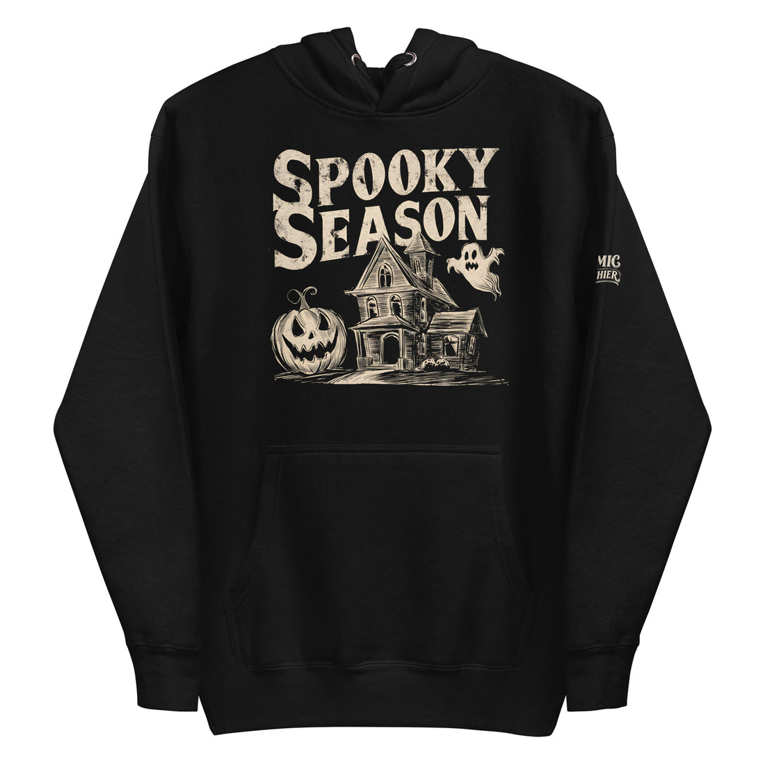 Spooky Season — black premium pullover hoodie, front view