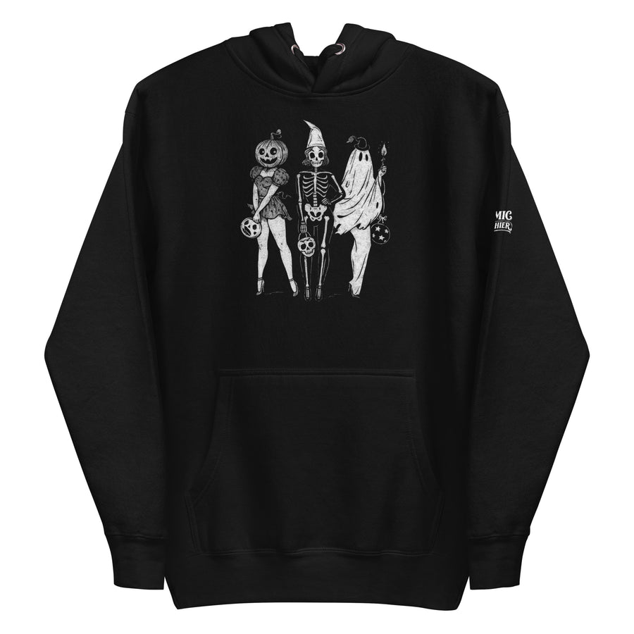 Spooky Squad — black premium pullover hoodie, front view