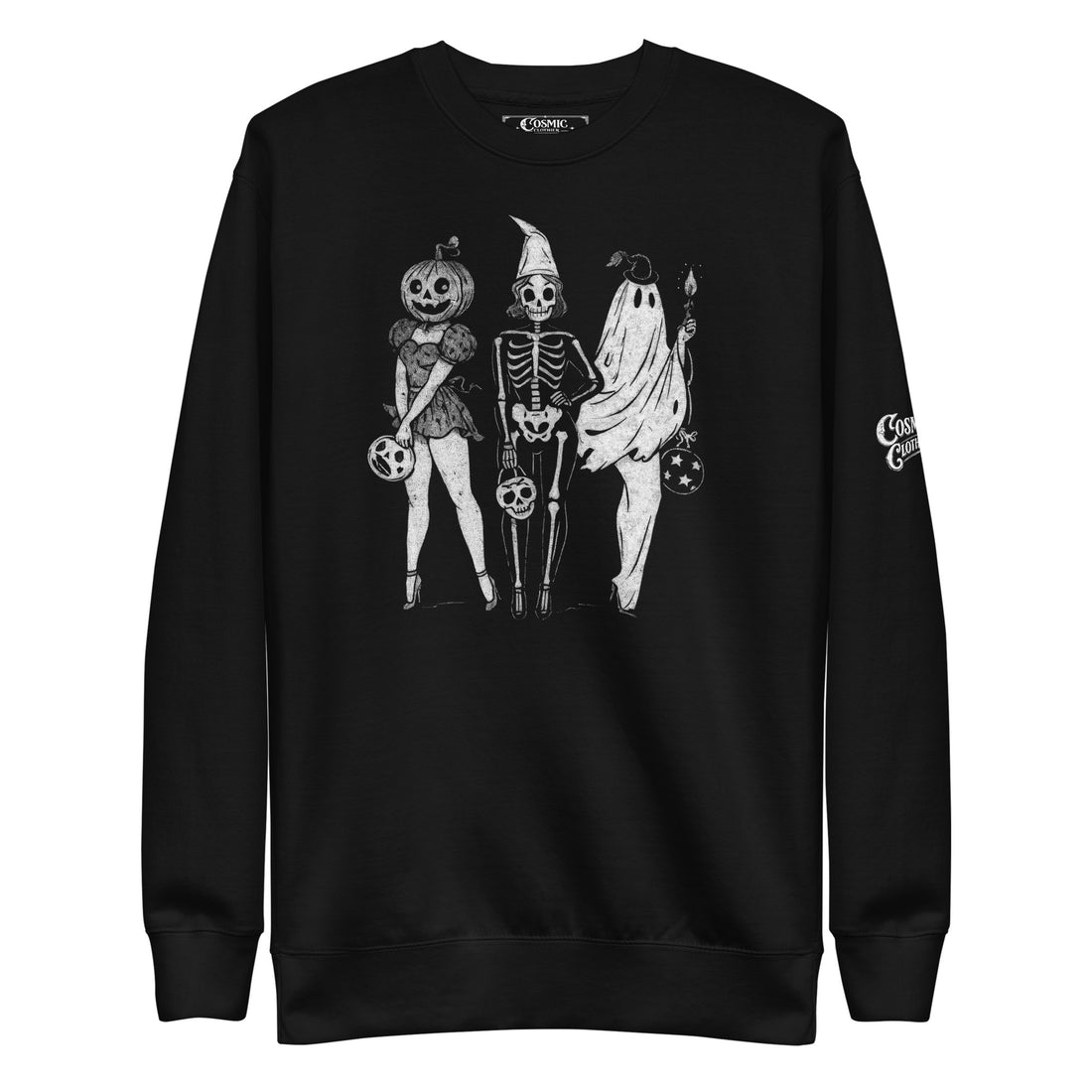Spooky Squad — black premium sweatshirt, front view
