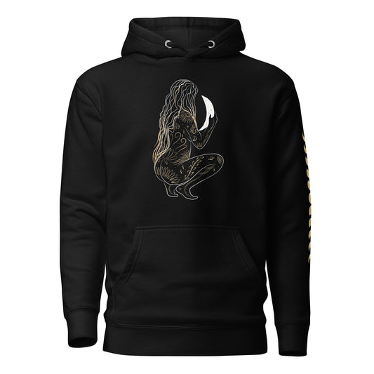 Mystical Woman Holding Crescent Moon Hoodie